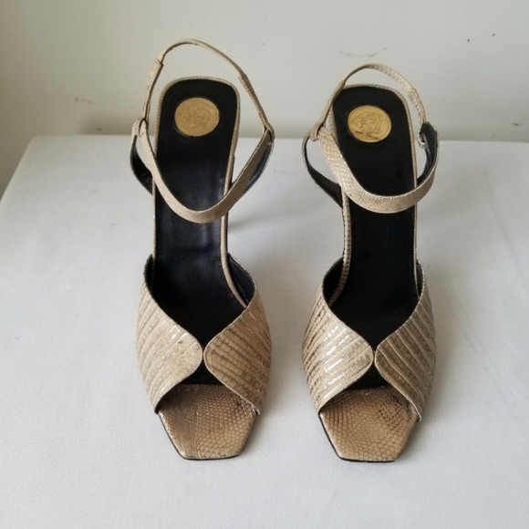 Versace Vero Cuoio Medi Reptile Strap Sandal - Picture 2 of 7